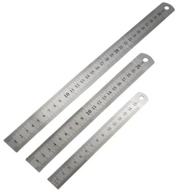 Imagem de Conjunto de réguas de aço de 15,2 cm, 20,3 cm, 30,5 cm, 6, 8, 30,5 cm, pacote com 3