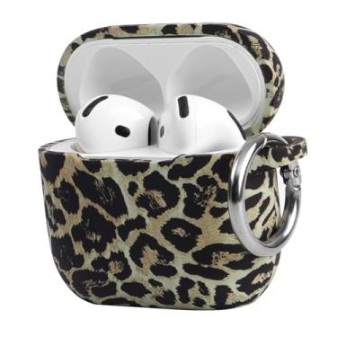 Imagem de Capa de fone de ouvido antiqueda de silicone com estampa de leopardo verde moderna com fivela de anel de metal para AirPods 3, um item essencial para fashionistas