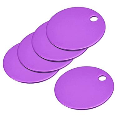 Imagem de Etiquetas redondas de alumínio para etiquetas DIY em branco 25 mm/2,5 cm roxo para artesanato, decoração com pingente, pacote com 5