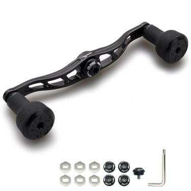 Imagem de HEIGHTEN Carretel de pesca de 105 mm/120 mm com puxador TPE de 24 mm para Shimano Daiwa Abu Garcia Penn Kastking Lew's Baitcasting Reel Power Crank Acessório (preto, 120 mm) (1161)