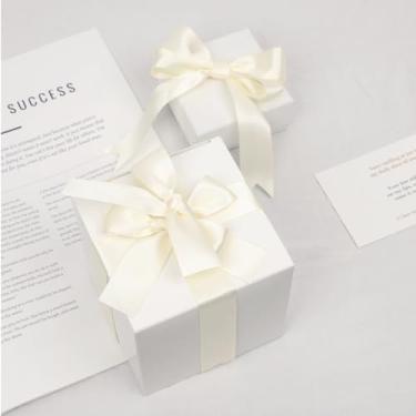 Imagem de Fita de cetim marfim de dupla face, fita de poliéster de 2,5 cm x 50 metros para embalagem de presente, artesanato, fabricação de laços, costura, buquê de flores, decoração de festa de casamento