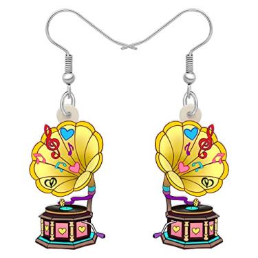 Imagem de Brincos de TV retrô de acrílico dos anos 80 e 90 pendentes, joias de telefone antigas para mulheres, pingentes de presentes de gramofone vintage, Medium, Acrílico, Sem pedra preciosa