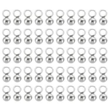 Imagem de 100 berloques de contas de aço, pingentes de bola de aço inoxidável de 3 mm, berloque de contas redondas de metal, pequeno volume para fazer joias, brincos de pulseira, tom prata, TBD, Acrílico, Ágata