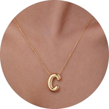 Imagem de Colar com pingente de inicial 3D, letra A-Z, joia de corrente de cobra, feita de design moderno de aço inoxidável, adequado para mulheres, F, Aço inoxidável, Sem Pedra Preciosa