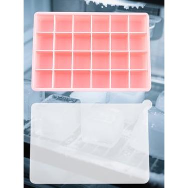 Imagem de Molde de cubo de gelo de 24 grades com tampa, flexível de liberação fácil, máquina fresca de verão, rosa