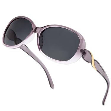 Imagem de Óculos de sol polarizados grandes para mulheres, óculos de sol polarizados Jackie O para dirigir, viajar, óculos de sol femininos, Roxo dégradé / cinza, Oversized