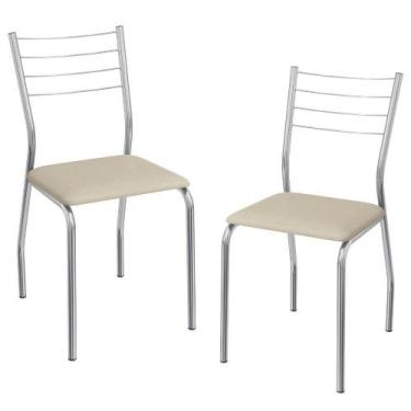Imagem de Kit 2 Cadeiras Kappesberg Cromada 2C140CR material sintético Nude