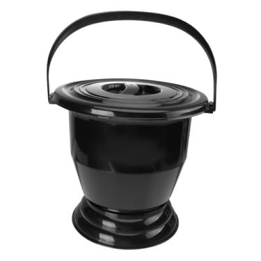 Imagem de oshhni Mictório portátil com tampa, cuspidor, vaso sanitário antiderrapante, balde de mictório de cabeceira para quarto de crianças, Preto
