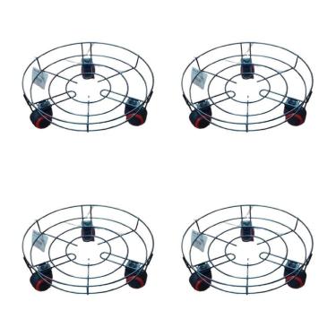 Imagem de Kit 4 Suporte Para Botijão De Gás Vaso Em Metal Com Rodinhas