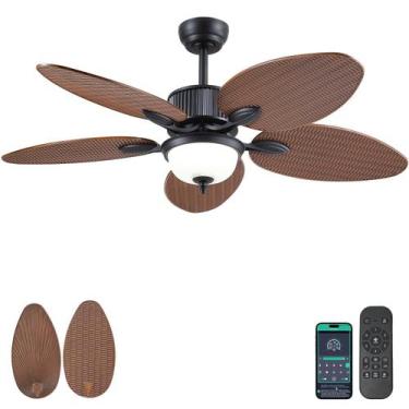 Imagem de Ventilador de teto Wiviniya Tropical de 50 polegadas com luzes e contr