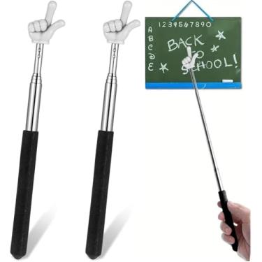 Imagem de 2 Pçs Extensível Ponteiro para Dedo - Ponteiro Telescópico Colorido Brilhante para Sala de Aula, Bastão Apontador Perfeito para Leitura e Apresentação Ponteiros, Preto