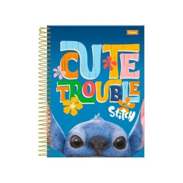 Imagem de Foroni Caderno Disney Stitch, Espiral 1/4, 80 Folhas Pautadas, Capa Dura Sortida, 140 x 202 mm, Azul e Branco, para Uso Escolar