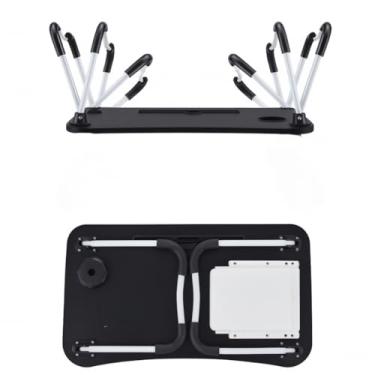 Imagem de Mesa Notebook Cama, Mesa Portátil Dobrável com Gaveta para Notebook Home Office Estudo Refeição Cama com Porta Copo Mdf(Preto)
