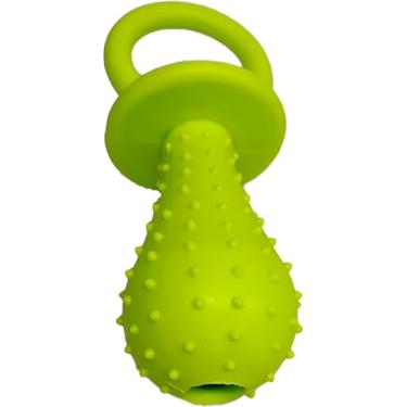 Imagem de Mordedor de Borracha para Pets em Formato de Chupeta, Verde, 12cm x 4,5cm, com Guizo, Brinquedo Interativo para Cães e Gatos