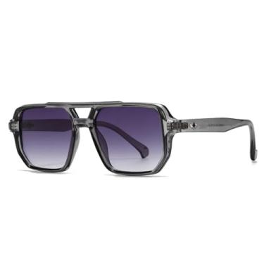 Imagem de Óculos de Sol Feminino Fashion Rivets Retro Masculino Casual Férias Polígono UV400 (C5 Cinza)