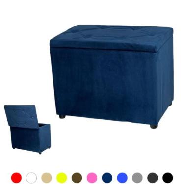Imagem de Puff Retangular Baú Moderno Espaçoso Pufe Decorativo - Realizar, Azul 