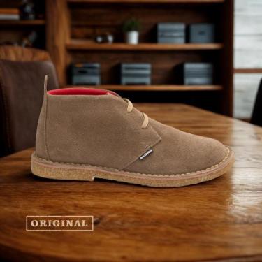 Imagem de Bota cano médio Camping couro camurça masculina feminina sola borracha