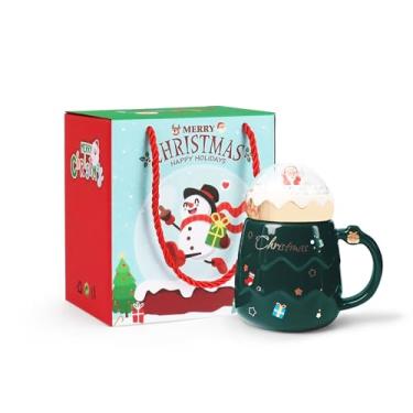 Imagem de PARSUP Caneca de Natal, canecas de chá de cerâmica fofas com tampa de Papai Noel, copo novidade para leite, café, chocolate quente, presente para mulheres, crianças, colegas, família, amigos, 500 ml