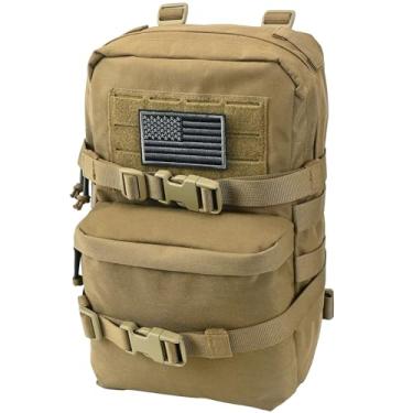 Imagem de Mochila tática de hidratação Mini Molle, bolsa de hidratação Molle com bandeira dos EUA, resistente à água, mochila para colete tático, Coiote marrom, marrom coiote