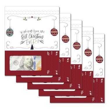 Imagem de ZipGifts Cartão de Natal | Porta-dinheiro com zíper aberto com janela de plástico transparente para dinheiro, cheque e vale-presente (Feriado | Sem espreitar | Pacote com 5)