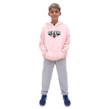 Imagem de Conjunto Moletom Infantil Canguru Estampa New York Basketball Com Calça Estiloso Quentinho