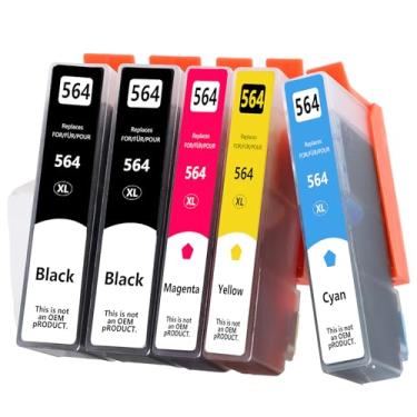 Imagem de Cartucho de tinta 564XL 564 para 564 XL cor preta combo compatível com impressora 564 564XL 7520 5520 3520 6510 6520 4620 7510 5510 7525 7515 4622 6525 35210 5525 5515 5512 b210 (2BK/1C/1M/1Y, 5-Pack