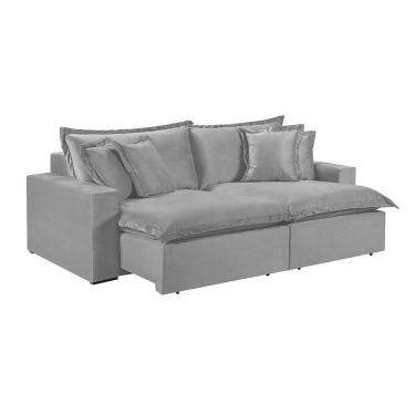 Imagem de Sofá 5 Lugares Retrátil Encosto Fixo M-145 Veludo Martins Cinza