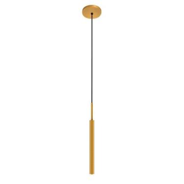 Imagem de Luminária Teto Pendente Tubo Sala Cozinha Ilha Dourado 40Cm - Singleli