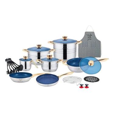 Imagem de Jogo De Panelas Alemã Aço Cirúrgico 23 Peças Luxo Azul - Dusseldorf, P