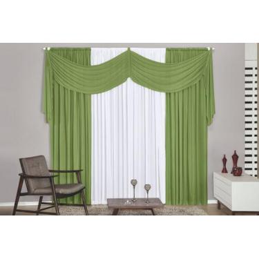 Imagem de Cortina Ravena 3,00x2,30m Marfim e Verde Relva - Vivarti