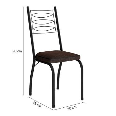 Imagem de Kit 4 Cadeiras Aço Carbono Tubular Metálica Acabamento D-25 Luana Preto-imbuia