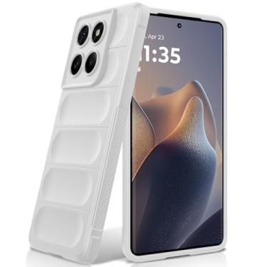 Imagem de BonYonka Capa de silicone para Motorola Moto Edge 60 Fusion, forro de microfibra antiarranhões, capa à prova de choque com proteção para câmera, branca