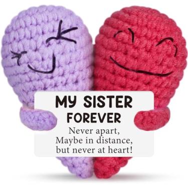 Imagem de Presentes engraçados de aniversário de Natal para irmãs de coração, irmãs de crochê, presentes de irmã de alma, presente para irmãs irmão, presente para irmãs mais velhas, bônus de cunhada, dia dos