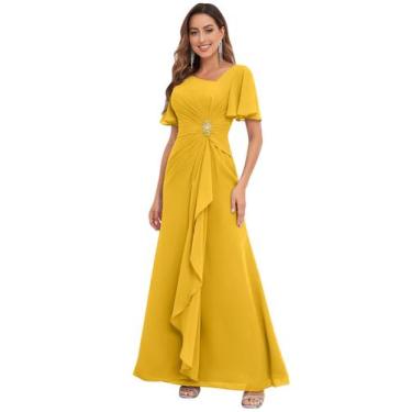 Imagem de Vestido PRESEOSSA Casual Mother of The Bride amarelo mostarda