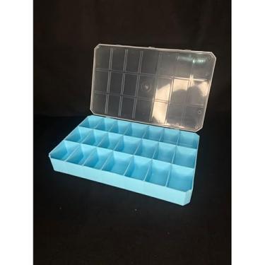 Imagem de Kit 2 Caixas Organizadoras 21 Divisões Transparente – Ideal para Joias Miçangas e Materiais Pequenos (Azul bebê,2 caixas 21 divisões)