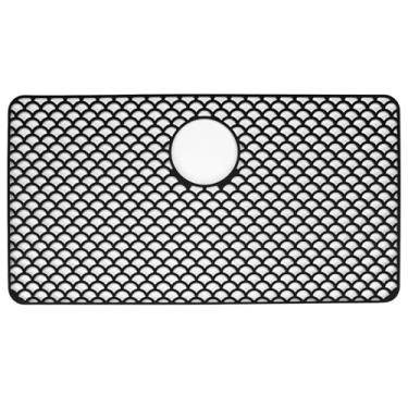 Imagem de LUMINFLY Tapete protetor de pia de cozinha, silicone, antiderrapante, 72 x 38 cm, preto, design de drenagem, fácil de limpar, evita arranhões, quebra do prato