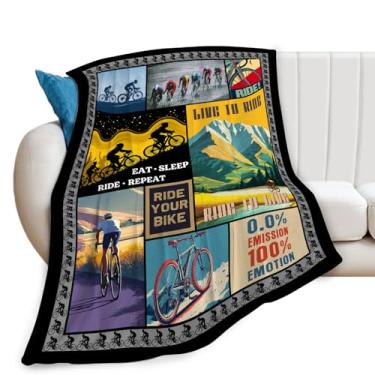 Imagem de Cobertor de ciclismo para amantes de mountain bike, presentes para meninas, meninos, crianças, macio, aconchegante, de lã de pelúcia para sofá-cama 127 x 101 cm