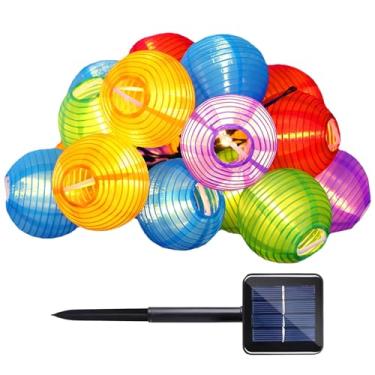Imagem de Luzes de corda de lanterna solar chinesa, 4,6 m, 20 lanternas de nylon LED para jardim, pátio e quarto, certificado Ce e Fcc