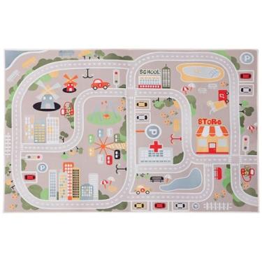Imagem de LUMINFLY Tapete antiderrapante seguro lavável na máquina com veludo de cristal macio para educação infantil, sala de jogos 10 x 2,6 m, tapete temático de viagem urbana