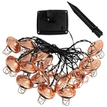 Imagem de Cordão de luzes externas movidas a energia solar, lanternas marroquinas de ferro de cobre com brilho branco quente para jardim e pátio