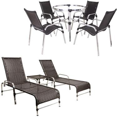 Imagem de 4 Cadeiras E Mesa 2 Espreguiçadeiras E Mesa Trama Original Tabaco