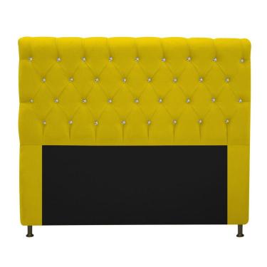 Imagem de Cabeceira Cristal 195cm King Size com Strass Suede Amarelo