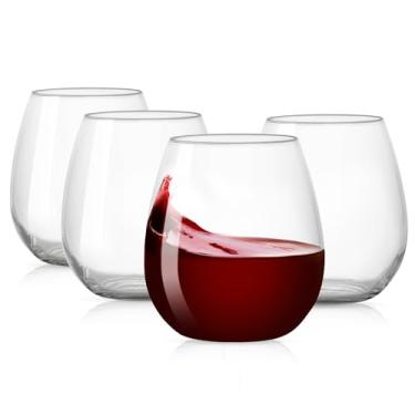 Imagem de HAHASHOW Copos de vinho de plástico sem haste, copos de água inquebráveis, copo de plástico resistente, conjunto de 4 copos de vidro inquebráveis, água, suco, taças de vinho, para aniversário, dia das