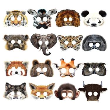 Imagem de Máscaras de cabeça de animal Jungle Animal Paper para festa de nascimento de crianças