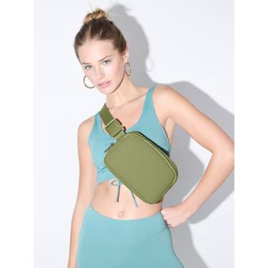 Imagem de Bolsa de cintura feminina elegante bolsa transversal com alça ajustável para viagens, passeios diários e uso casual, Verde, Casual