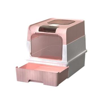 Imagem de Caixa de areia para gatos, totalmente fechada, inodora, capacidade premium para gatos (BY-4202) (rosa)