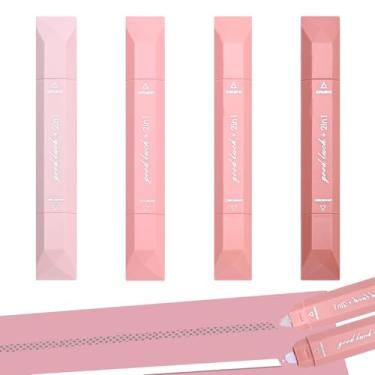 Imagem de Temiary 4 peças de fita corretiva branca 2 em 1 e conjunto de rolos de dupla face, fitas estéticas lisas com fita adesiva para material de escritório escolar (rosa)