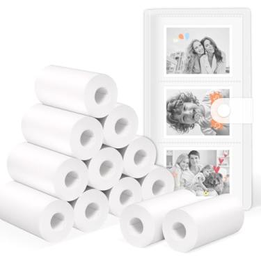 Imagem de OTJ 12 rolos de câmera de impressão instantânea para crianças, refil de papel de impressão, rolos de papel de impressão térmica - Álbum de fotos 6,5 x 8,5 cm, suporte para fotos, 120 fotos horizontais