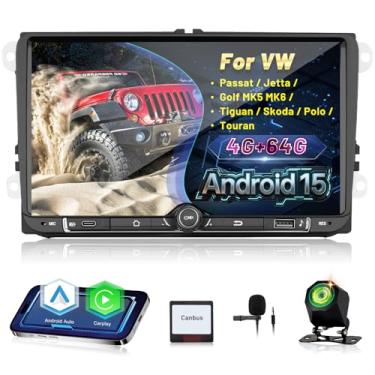 Imagem de [4+64] Rádio automotivo Volxcereo para VW Passat Jetta Golf MK5 MK6 Volkswagen Tiguan, tela sensível ao toque Android de 9 polegadas estéreo com Carplay/Android Auto, GPS, WiFi, Bluetooth, SWC, FM/RDS