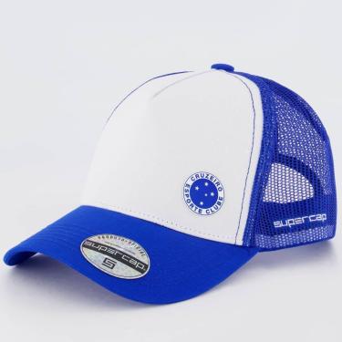 Imagem de Boné Cruzeiro Trucker Americano Branco e Azul-Masculino
